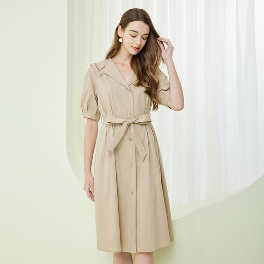 NF8X2斯尔丽瑟俪2023夏季新款单排扣短袖中长连衣裙通勤温柔风连衣裙 商品图2