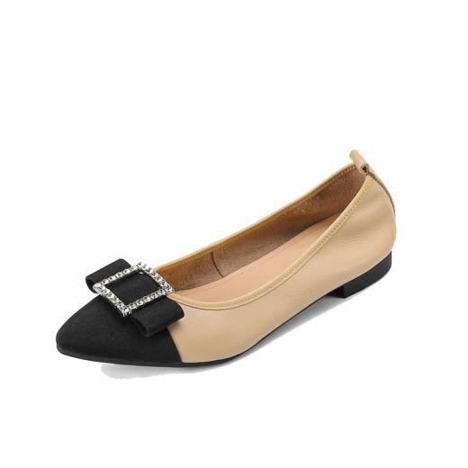 西村名物2023新款真皮女鞋软皮一脚蹬平跟尖头浅口单鞋12461 商品图3