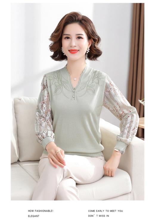期待已久的妈妈衫来咯【春季新款纱袖拼接打底妈妈衫】高品质、高颜值，穿上温婉气质集一身，舒适又自在！好看不踩雷 商品图2