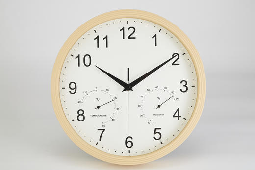 带温湿度计挂钟 棕色/自然色/白色 商品图2