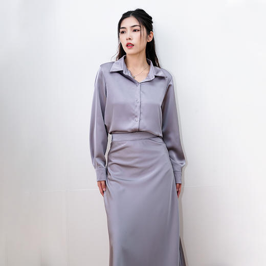 Avann醋酸感缎面衬衫23210 商品图8