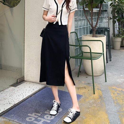 【显瘦小心机❗️藏肉修身半身裙】不规则半身裙，新款高腰小众黑色小个子A字中长款裙子 商品图0