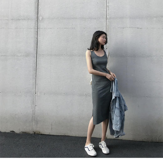 【纯欲性感❗️中长款吊带连衣裙】柔软舒适，开叉设计，显瘦舒适，显高先腿长，外穿夏季新款女装开叉气质显瘦内搭打底裙子 商品图3
