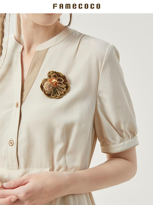 famecoco范可儿绝美仙女连衣裙夏季天丝收腰裙气质名媛FAB3FA012 商品图1