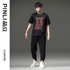 PINLI品立夏季新款男士印花拼接织带圆领短袖T恤BG231111063 商品缩略图1