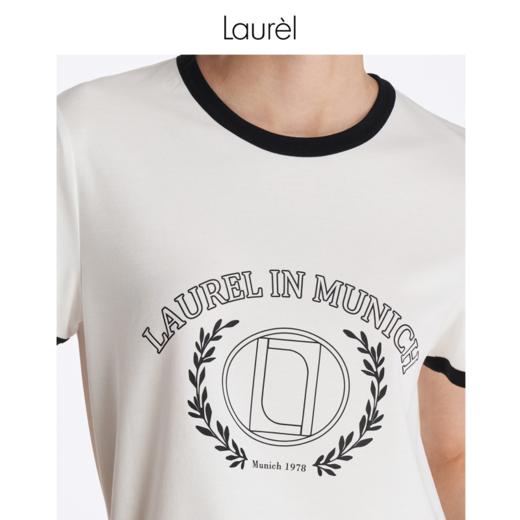 【匹马棉】Laurel劳芮23春夏LOGO印花撞边T恤上衣LWL342Z03300 商品图7