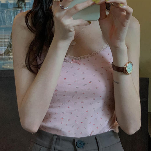 【性感迷人❗️夏季新款少女小吊带】柔美又贴身，清新可爱，精致动人，日系风格，温柔甜美，内搭蕾丝碎花背心外穿上衣服女装 商品图2