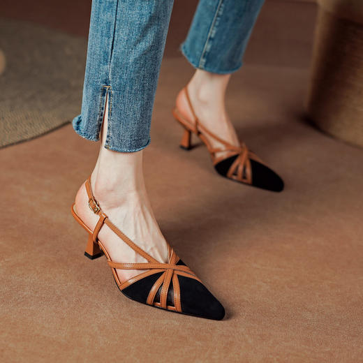 优雅百搭，全皮小高跟罗马鞋DJC-850 商品图0