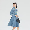 谜底2023春装新款复古收腰长袖纯棉牛仔连衣裙A摆中长裙235ML6006 商品缩略图1