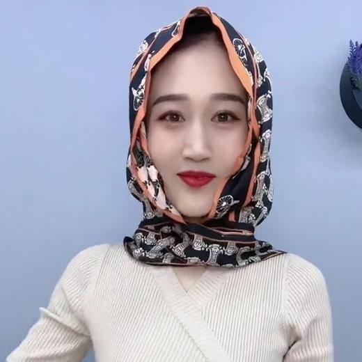 【双层双面飘带帽】菲灵马车春夏新款缎面防晒包头巾女旅游遮阳帽 商品图8