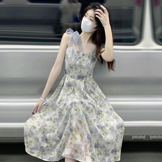 【仙气超仙森系】法式小众油画风 吊带连衣裙女茶歇 初恋收腰别致长裙子 超甜显瘦轻松打造小蛮腰~ 商品图1