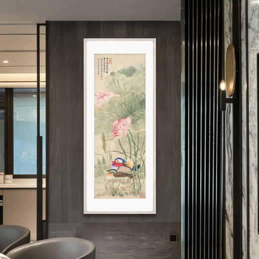 吴湖帆《荷花鸳鸯图》 博物馆原版复刻画 白木实木卡纸框（付款后15天发货） 商品图1