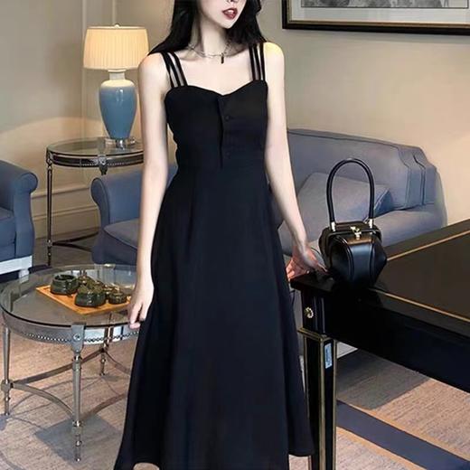 【肩吊带连衣裙 性感显气质】黑色吊带连衣裙女 夏季新款法式小众设计 GAO级感中长款气质裙子 轻松打造小蛮腰~ 商品图4