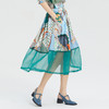 谜底花色半身裙2023夏季复古优雅拼接欧根纱中长百褶裙235MB6017 商品缩略图1