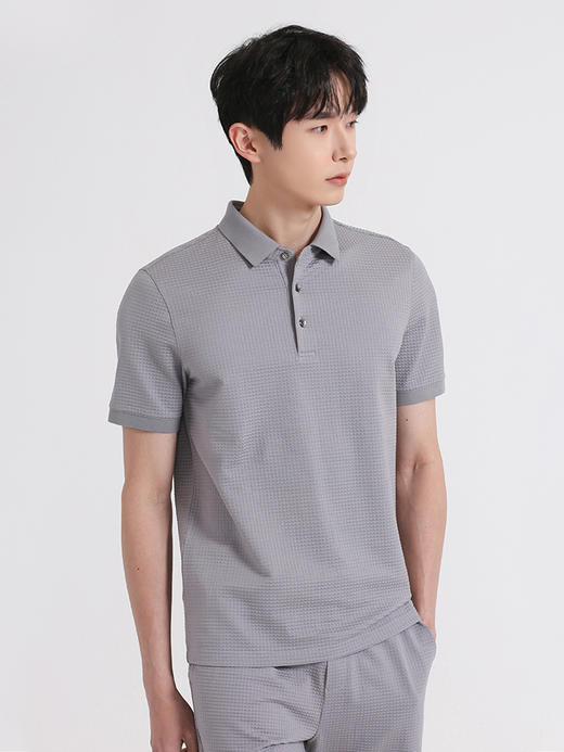 callisto灰色棉混纺短袖翻领T恤 SSTSS118C 商品图0