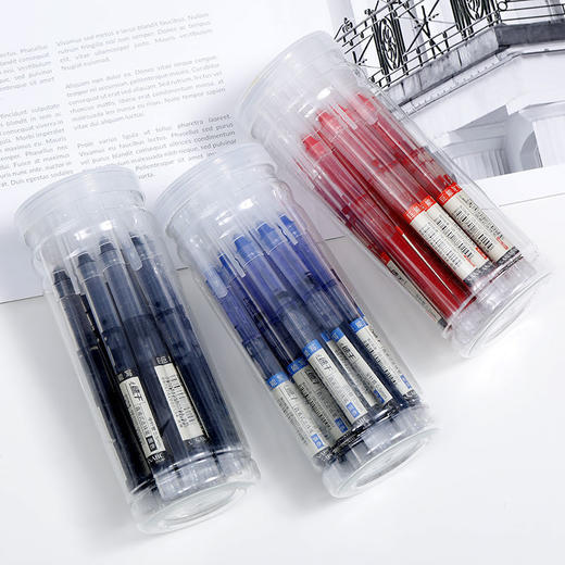 「16支装！三色可选」黑笔ins按动笔 简约学生考试刷题0.5子弹头直液走珠笔中性笔 商品图2