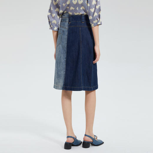 谜底半身裙2023夏季新款简约复古时尚中长款牛仔半裙女236MB7077 商品图2