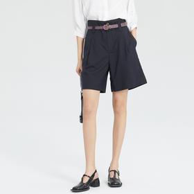 谜底短裤女2023夏新款复古时尚简约高腰细条纹休闲短裤235MK6031