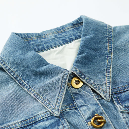 谜底2023春装新款复古收腰长袖纯棉牛仔连衣裙A摆中长裙235ML6006 商品图3