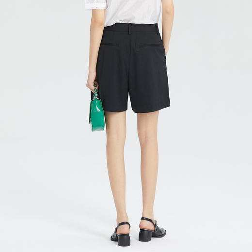 谜底纯色休闲裤23夏款简约时髦帅气休闲黑色西裤短裤女235MK6038 商品图2