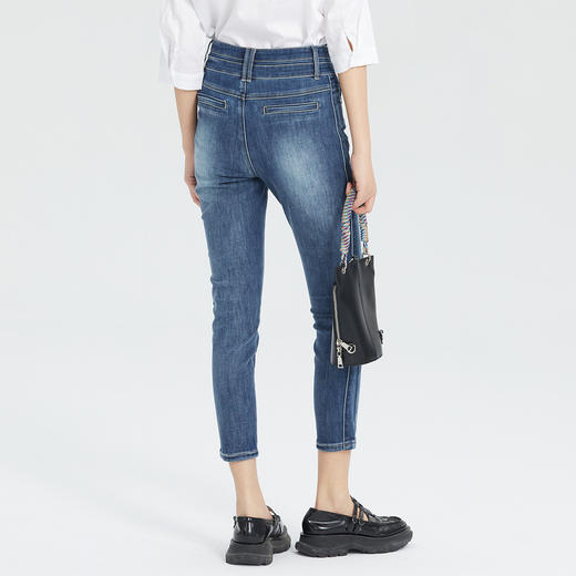 谜底牛仔裤23年春简约时尚高腰双腰头紧身牛仔裤长裤女235MK6008 商品图2