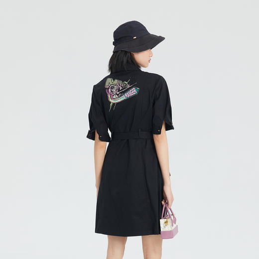 谜底短袖连衣裙2023夏季新款简洁通勤OL风气质中长裙女235ML6046 商品图2