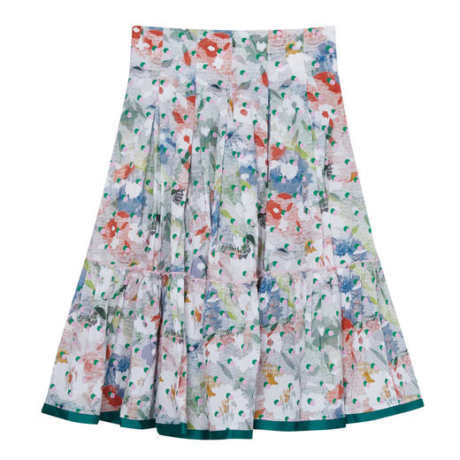 谜底纯棉半身裙女2023夏新款复古文艺碎花百褶A型中长裙235MB6018 商品图4