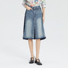 谜底半身裙2023夏季新款高腰百搭牛仔拼接雪纺中长裙女235MB6014 商品缩略图0