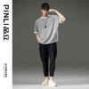 PINLI品立夏季新款宽松T恤拼接蝙蝠袖休闲男上衣拼料条纹体恤B232111039 商品缩略图0