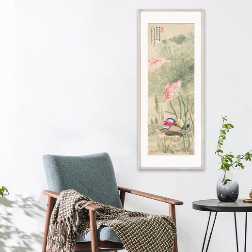 吴湖帆《荷花鸳鸯图》 博物馆原版复刻画 白木实木卡纸框（付款后15天发货） 商品图3