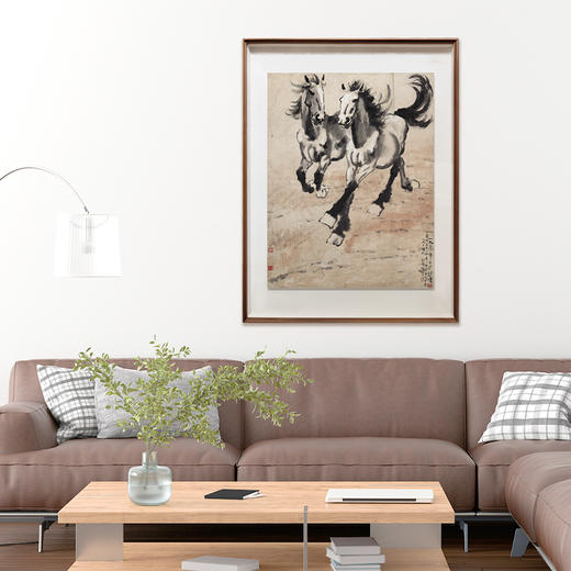 徐悲鸿《奔马图》 博物馆原版复刻画 精品实木卡纸框（付款后15天发货） 商品图1
