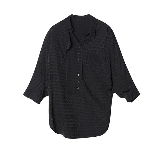 谜底2023夏新款翻领通勤风衬衫前短后长宽松设计感衬衣236MC7082 商品图4