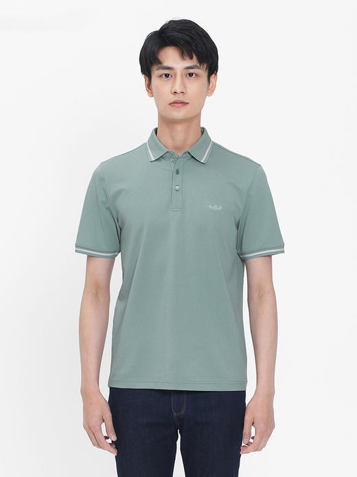 callisto浅绿色天丝棉翻领T恤 SRTSS066C 商品图0