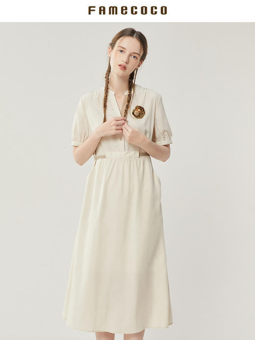 famecoco范可儿绝美仙女连衣裙夏季天丝收腰裙气质名媛FAB3FA012 商品图2