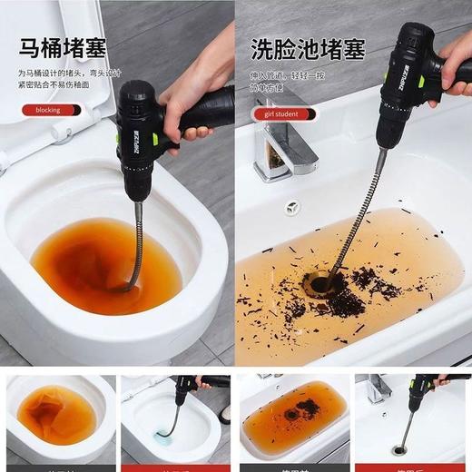 厨房下水道疏通神器专用工具电动管道一炮通厕所马桶疏通弹簧 商品图5