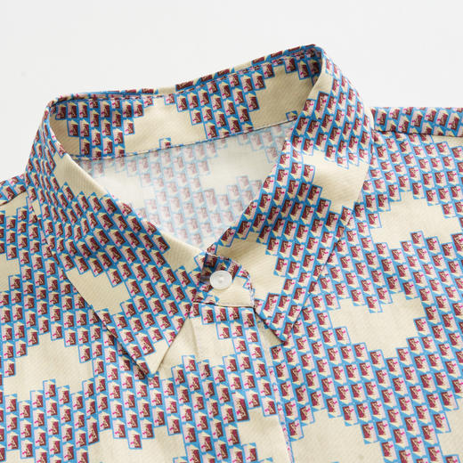 谜底花色衬衫女士2023夏季新款复古印花宽松衬衣七分袖236MC7081 商品图3