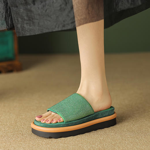 舒适百搭，厚底水钻凉拖鞋TYM-6176 商品图7