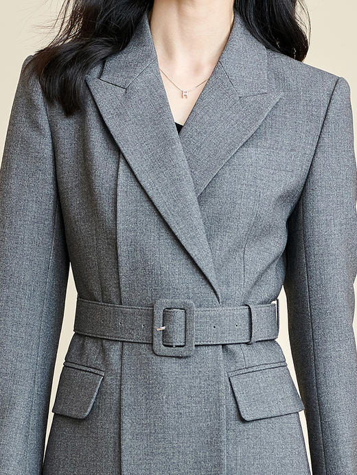 剩S/M/XL/XXL 米思阳2026春季新款时尚气质通勤OL西装经典灰色长袖西服女3434 商品图3