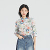 谜底纯棉花色衬衫女2023年夏季新款复古修身七分袖衬衣236MC6071 商品缩略图0