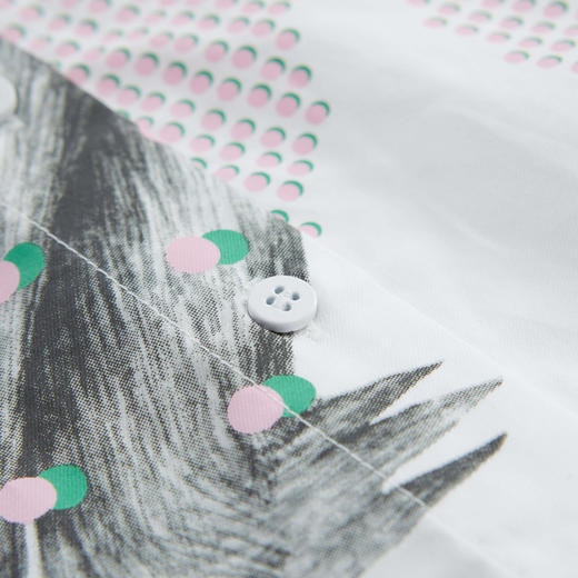 谜底衬衣女2023夏款宽松舒适恐龙印花七分袖大廓形衬衫235MC6028 商品图3