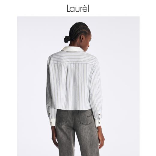 Laurel劳芮23春夏截短提花条纹衬衫LWL341C04400 商品图6