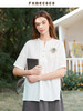 famecoco范可儿立领套头白衬衣女春夏季新款短袖下摆开叉上衣FAB3BD008 商品缩略图2