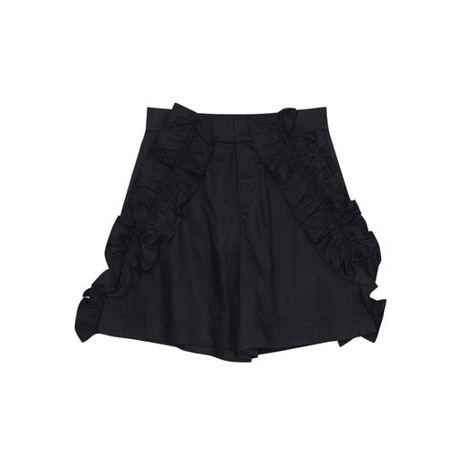 谜底短裤女2023年夏季新款复古优雅荷叶边A字型宽松短裤235MK6032 商品图4