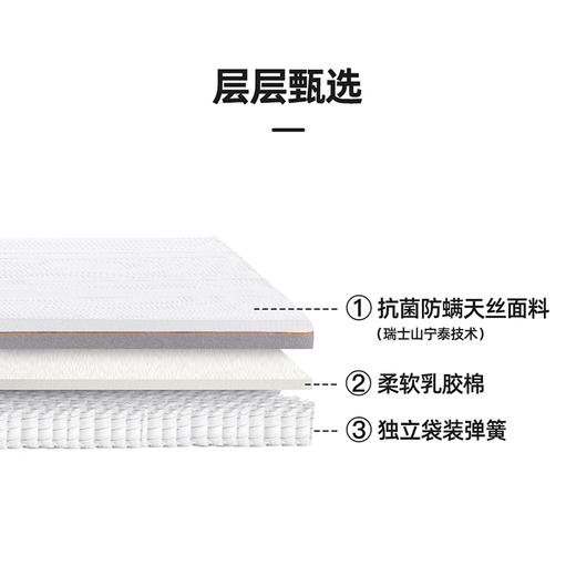 喜梦宝床垫抗菌防螨面料20cm独袋静音弹簧家用床垫护脊软硬垫子 商品图1