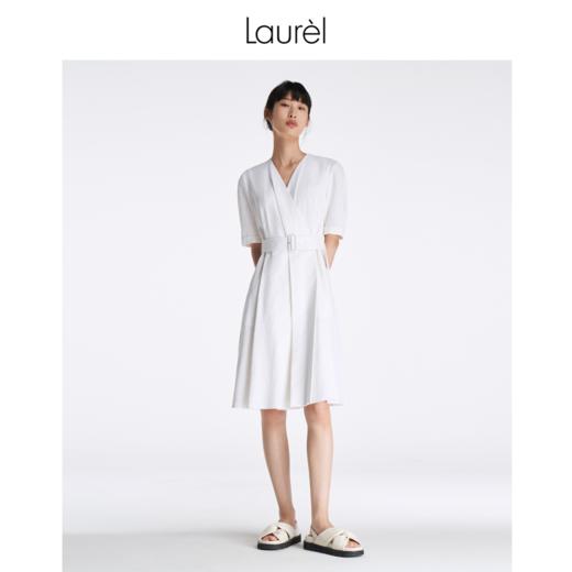 Laurel劳芮23春夏气质深v叠片收腰连衣裙LWL342Y08900 商品图8