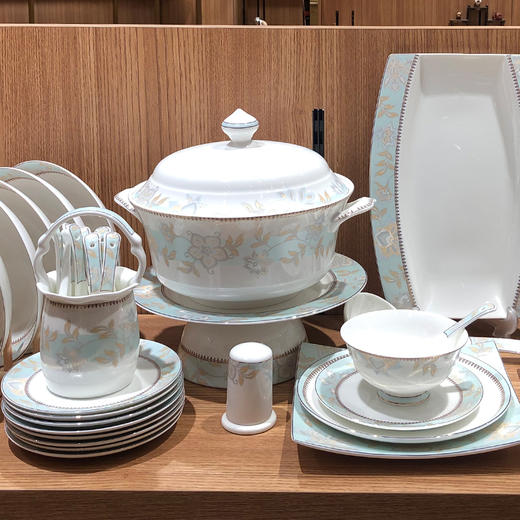 凡瑞斯碧水佳人10人50头骨瓷餐具 商品图5