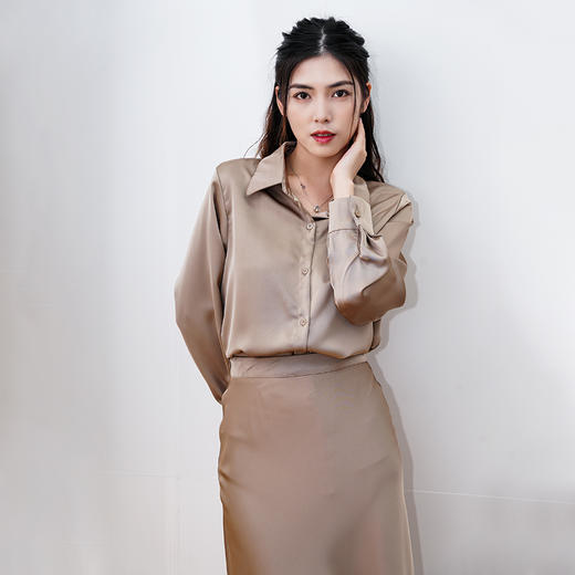 Avann醋酸感缎面衬衫23210 商品图7