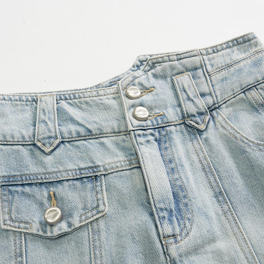 谜底半身裙2023夏季新款简约复古时尚中长款牛仔半裙女236MB7077 商品图3