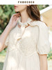 Famecoco范可儿钩花镂空拼贴连衣裙夏季宽松泡泡袖娃娃裙FAB3FA019 商品缩略图3