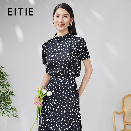EITIE爱特爱夏季新款时尚通勤印花飘带舒适小上衣7013715 商品图0